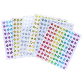 Storm&Lighthouse 600 x Star Stickers Gold Silver Rainbow Stars Mini Teacher Reward Stickers Scrapbook Stars for Crafts Glitter Art and Craft Classroom Resource (Mixed)
