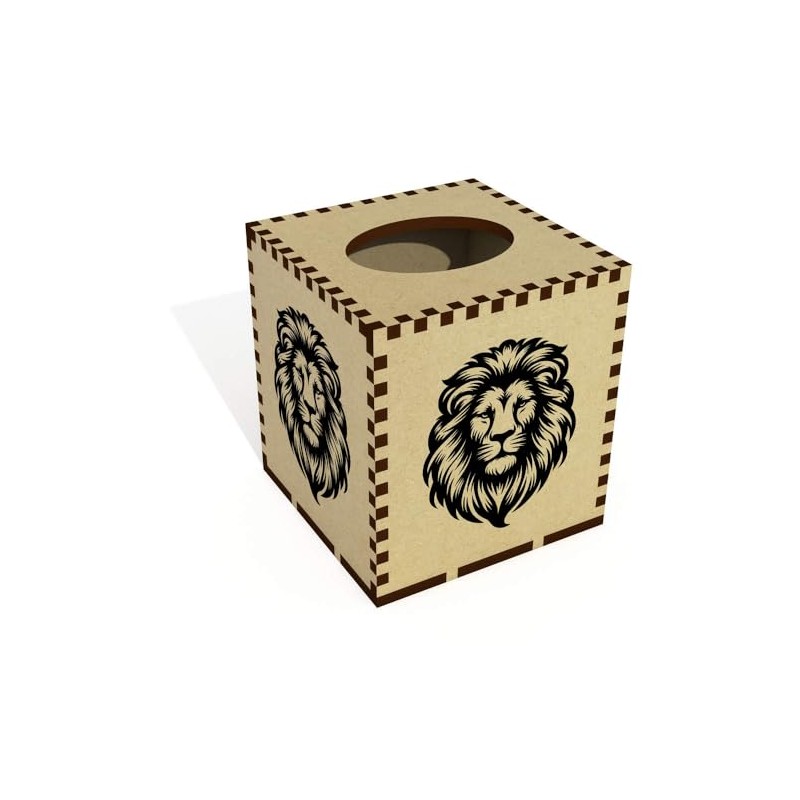 Square 'Majestic Lion' Wooden Tissue Box Cover (TB00060892)