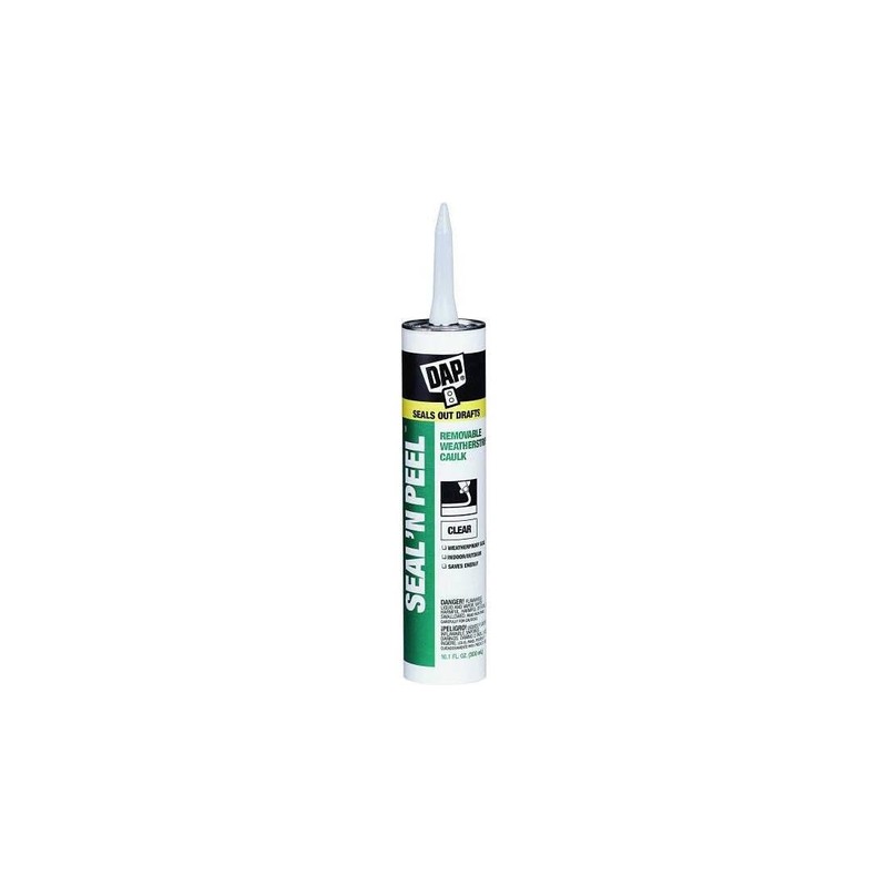Dap 18324 Seal N' Peel Removable Weatherstrip Caulk, Clear, 10