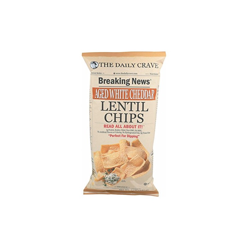 The Daily Crave Aged White Cheddar Lentil Chips, 5 Ounce