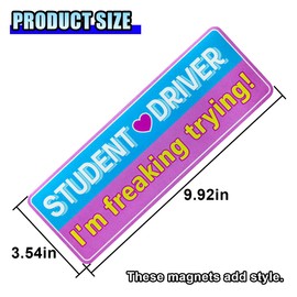 3PCS Student Driver Sticker Car Magnet, Funny Reflective Magnetic Bumper Sticker Please Be Patient Safety Warning Sign, Cute Removable Novice Driver Magnet for Teen Rookie New Drivers (3PCS/Rectangle)
