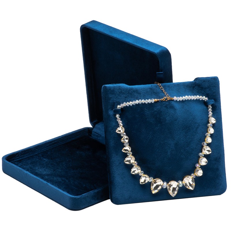 Akangbox Large Velvet Necklace Box for Chunky Necklaces & Pearl