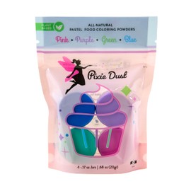 All-Natural Food Coloring Powders Pastel Set - Pink, Purple, Blue & Green. | Perfect for cake decorating, cookie frosting, icing & drinks | Dye-Free, Plant-Based, Flavorless, Kosher | No-Carmine, No annatto, | By PIXIE DUST | Medium .17 oz Each Color - .70 oz 20gr Total.