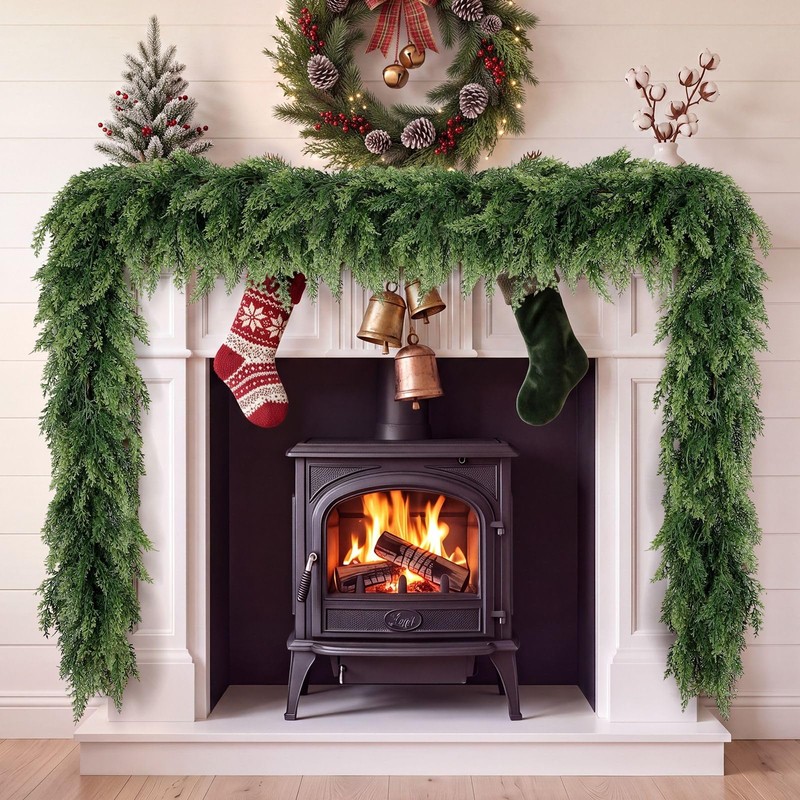 9FT Christmas Cedar Garland Artificial Greenery Indoor Outdoor Decoration