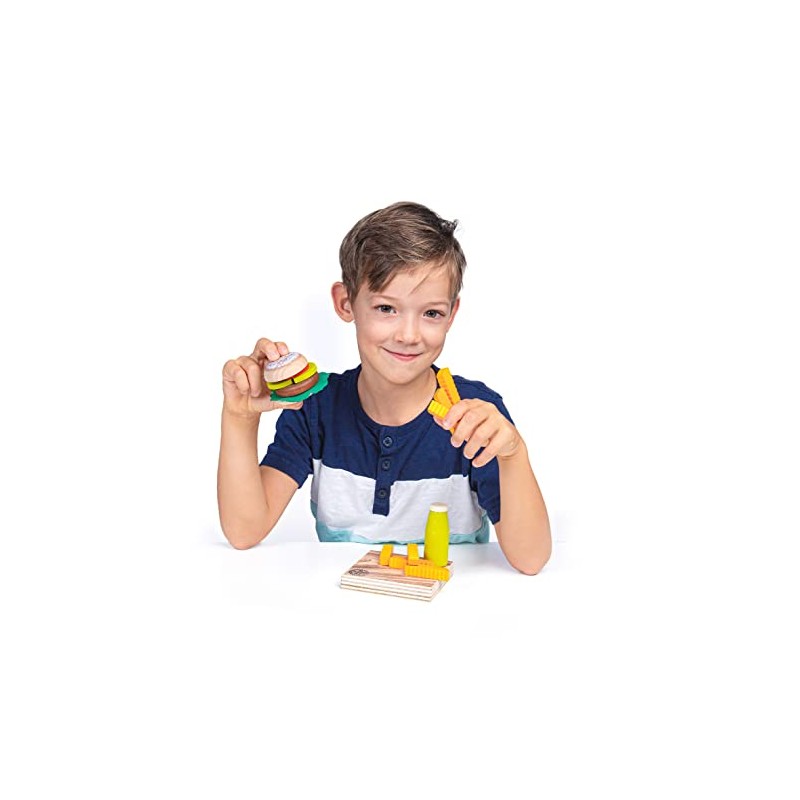 Erzi 28139 Assorted Wooden Veggieburgers, Shop Items for Children, Role