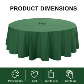 ZHZJCKSHB 8 Pack Plastic Tablecloth 84" Disposable Table Cloths for 6 to 8 Foot Tables Rectangle Table Cover for Parties (Green, Round)
