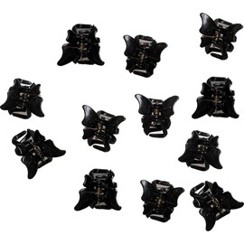 12 Black Mini Butterfly Hair Claw Clips Clamps Hair Grips for Women Girls by Glitz4Girlz