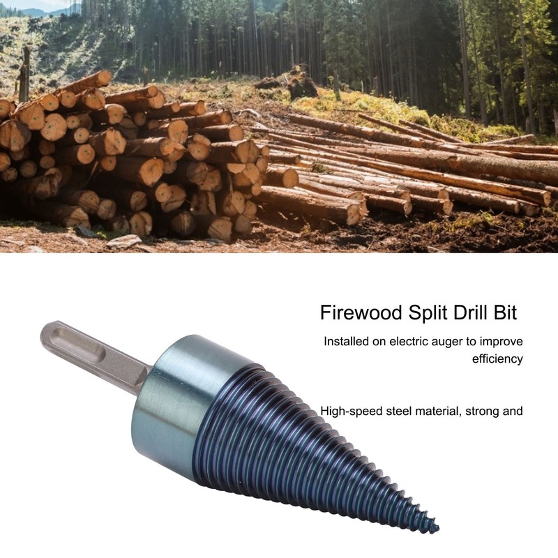 Firewood Split Drill Bit Square Shank BluePlated Screw Cone Head
