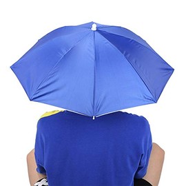 Sombrero Paraguas de Cabeza, Paraguas en Forma de Sombrero, Sombrero de Sombrilla para Playa, Paraguas Tipo Sombrero Plegable para Niños, Hombres, Mujeres, Adultos(Azul Real)