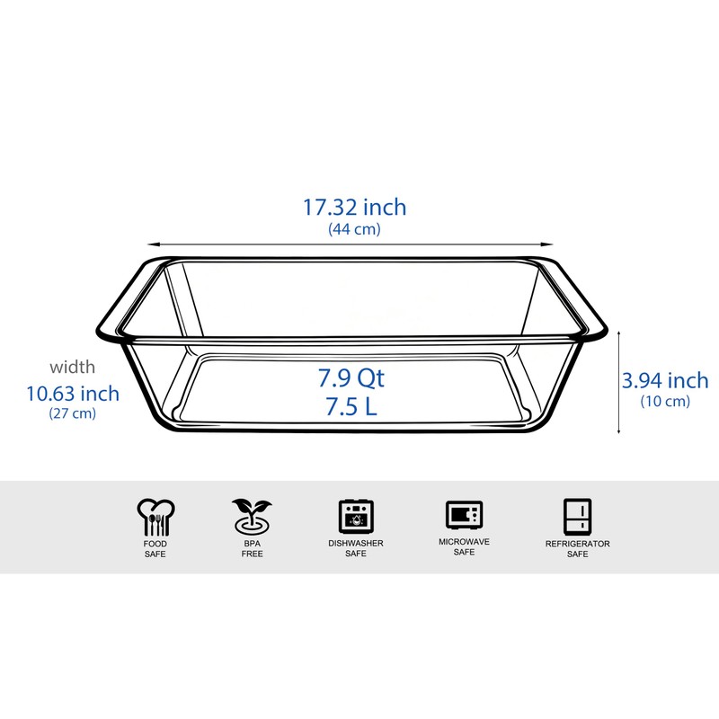 Deep Clear Glass Baking Dish, Rectangular Tempered Glass Baking Pan,