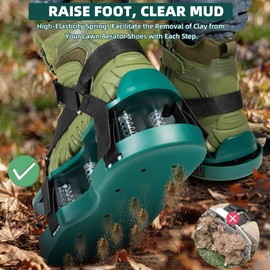 OHIFAN Lawn Aerator Shoes with Spring Base,Free-Installation Grass Aeration Air Tool,Soil Aerator Adjustable Straps Automatic Cleaning of Dirt Aeration Shoes for Yard Patio Garden