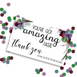 You've Got Amazing Taste Floral Thank You Customer Appreciation Package Inserts for Small Businesses, 100 2" X 3.5” Single Sided Insert Cards by AmandaCreation