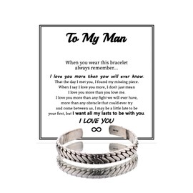 To My Man Bracelet Silver Bracelet Bangle Bracelet Gifts for Men Birthday Anniversary Inspirational Gifts for Husband Boyfriend