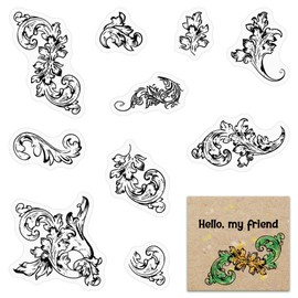Vintage Flower Clear Stamps for Card Making Flowers Stamps Long Lace Flowers Rubber Stamps Transparent Silicone Stamps for DIY Scrapbooking Supplies Embossing Paper Card Album Decoration Craft