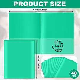 48 Pack Take Home Folder Parent Teacher Communication Folders -Heavy Duty Plastic 2 Pocket Homework Folder, Letter Size School to Home Classroom Supplies for Teacher Student Back to School(Green)
