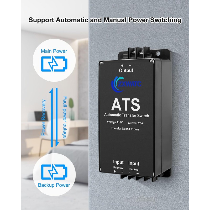 AC 110V 20A Dual Power Automatic Tranfer Switch, Main and