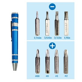 SWATOM 8 in 1 Mini Screwdriver Set Small Screwdrivers Pen Magnetic Repair Tools EDC Compact Precision Gadgets for Computer Eyeglasses Daily Home Improvement Use (Blue)