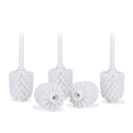 Relaxdays toilet brush head in a set of 5, loose toilet brushes thread 9.5 mm, replacement brush head diameter 8 cm, white