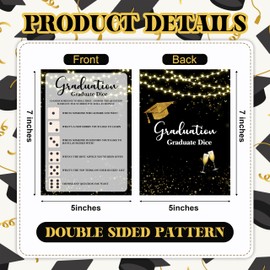 HMJKL Graduation Games, Black Gold Grad Party Game Cards for Adults, Graduation Dice Games, Graduation Celebration Party Favors Supplies, 25 Pack (06)