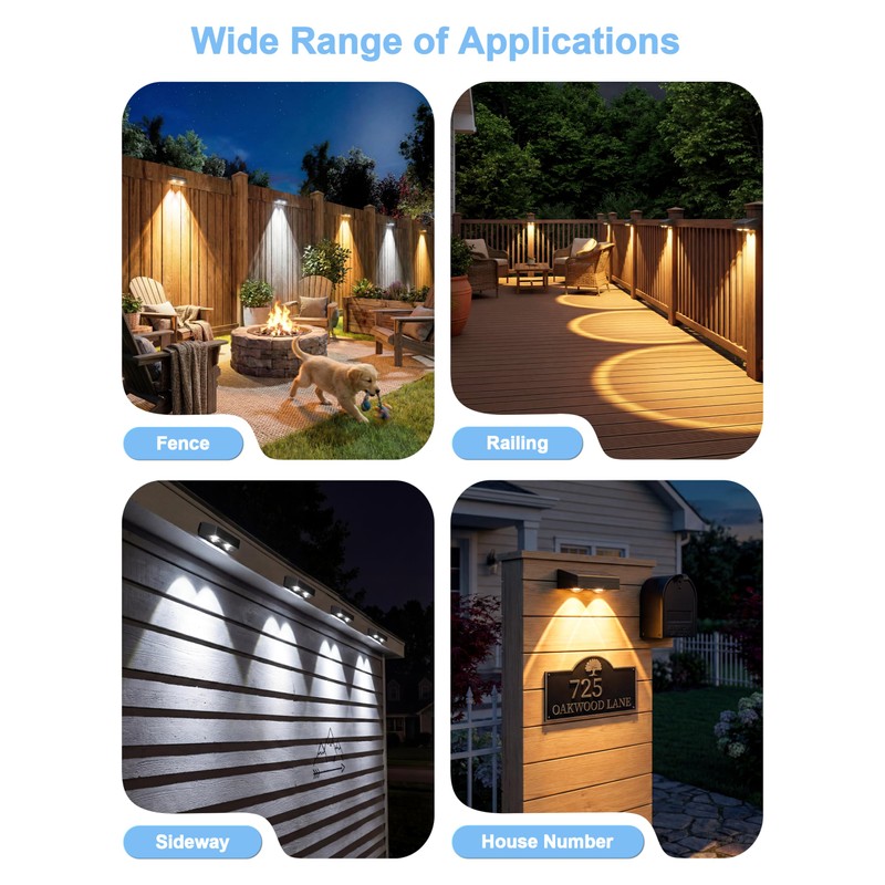 JOFIOS Fence Lights Solar Powered with Remote 12 Pack, Warm