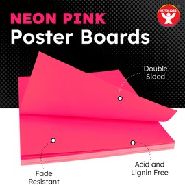 Hygloss Medium Poster Board 11x14 - 25 Neon Pink Single Color Poster Boards Bulk Pack - 10 Pt. Thickness Colored Poster Board Paper for Projects, Signs, Displays - Posterboard Multipack 11" x 14"