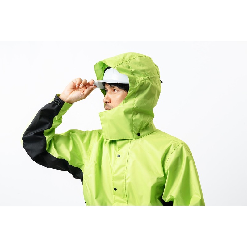 [Document] Rain Suit Helmet Compatible Hood Breathable Waterproof, lime