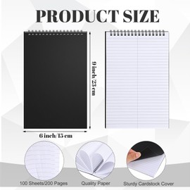 Fuyoooo 4 Pack Steno Books 6" x 9" Gregg Rule Steno Notebook Spiral Writing Notebook for Note Taking Top Spiral Steno Pads 100 Sheets White Paper No Ink Bleeds for office College Home Office