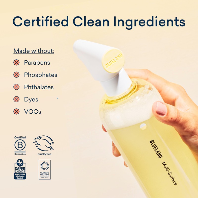 BLUELAND Multi-surface Cleaner, 10-Pack Refill, Fresh Lemon Scent, All-Purpose, Eco-Friendly