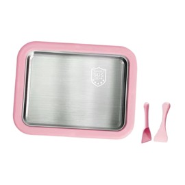 ＫＬＫＣＭＳ Rolled Ice Cream Maker Ice Cream Machine Easy to Clean with 2 Scrapers Yogurt Tray Ice Cream Roll Maker Instant Cold Plate, Pink