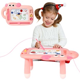 Magnetic Drawing Board Kids, Large Magic Magnet Drawing Pad Toys for Toddlers 1-3 Kids' Doodle Scribble Boards for 1 2 3 Year Old First Birthday Gifts for Girls(Pink)