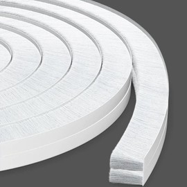 66 Ft Strong Adhesive Brush Weather Stripping for Sliding Windows and Door Frames-Seal Strip for Soundproofing,Waterproof,and Windproof-Durable and Wear Resistant,0.6 Thick