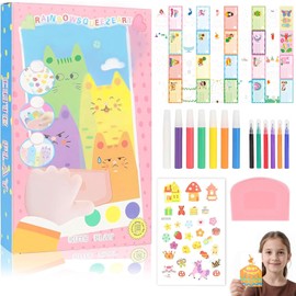 Jinfanshurich 35 Stück Regenbogen Kratzkunst, Regenbogen Kratzbilder DIY Scratch Painting Set Kratzer Kunst Gemälde, Kreative Kratzpapier Kunst für Kindergeburtstag und Party Aktivitäten