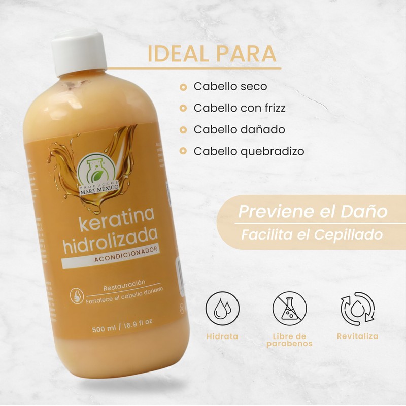 Acondicionador Con Keratina Hidrolizada Productos Mart Mexico 500 Ml