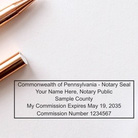 Pennsylvania Rectangular Notary Stamp, PA Notary Stamp, State Board Approved, Economical Wood Handle Rubber Stamp, Uses Stamp Pad, Rectangular Shape, Sized 7/8" x 2-1/2", Pennsylvania Notary