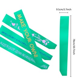 DIY Plain Satin Sash, Blank Satin Sashes, Pack of 12 Create Your Own Sash, Unprinted Sash for Birthday, Wedding, Bachelorette Party, Hen Party, Sash Blank Satin Sash