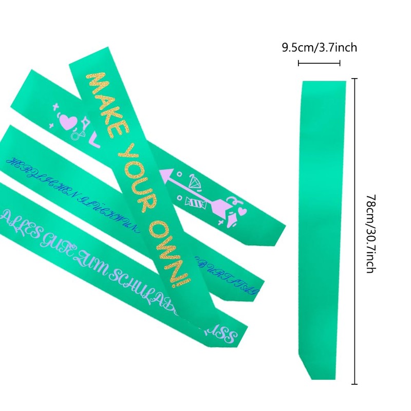 DIY Plain Satin Sash, Blank Satin Sashes, Pack of 12