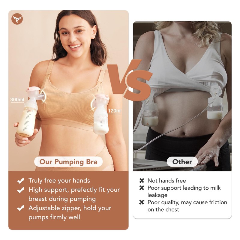 Pumping Bra Hands Free Zip Opening Design Seamless Nursing Bras