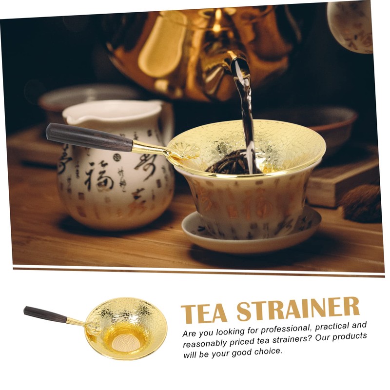 Ciieeo Copper Tea Strainer with Elegant Handle Flower Shape Tea