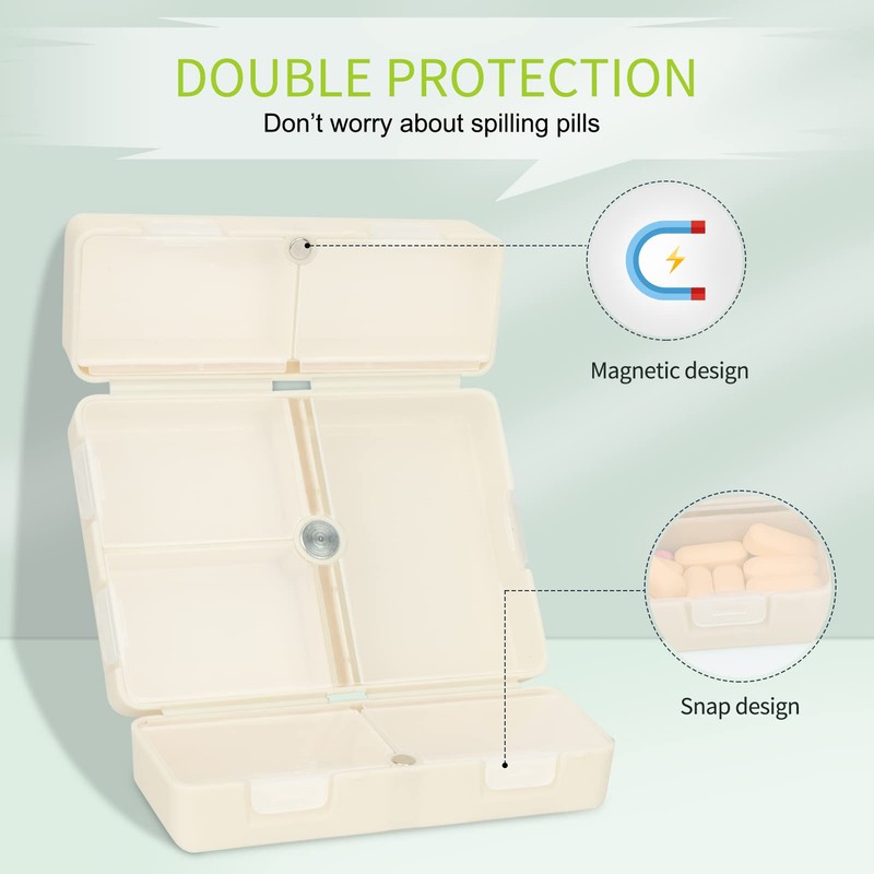 FYY 2 Pcs Daily Pill Organizer, 7 Compartments Portable Pill