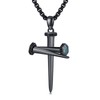 TwoAnts Nail Cross Necklace for Women Men Sterling Silver Black