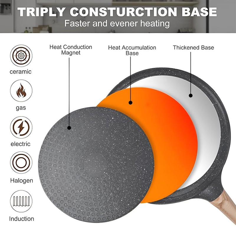 Nonstick Granite Crepe Pan, 10 Inch Flat Dosa Tawa Griddle