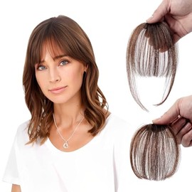 2 Piezas Extensión de Flequillo,Fleco Postizo Cabello Natural, Flequillo de Cabello Humano con Clip para Mujer, Pelo Simulado de Alta Calidad, Más