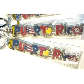 Puerto Rico Souvenir Keychain Letters Flag and Icon Charm 12 Pcs Wholesale Pack