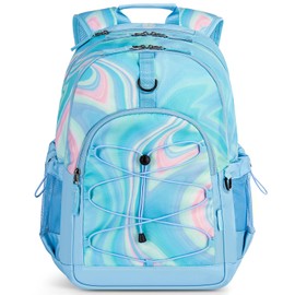 Choco Mocha Blue Backpack for Teen Girls, Travel School Backpack for Girls Middle School Large Bookbag 18 Inch, Fluids