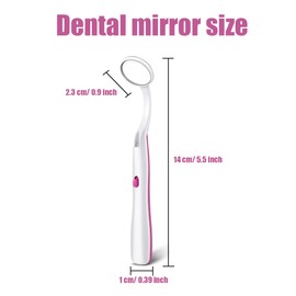 Ceonam 2 Pcs Dental Mirror with Light Tool LED Lighted Teeth Inspection Mirror Anti Fog Curve Angle Dentist Oral Care Tool (Red)