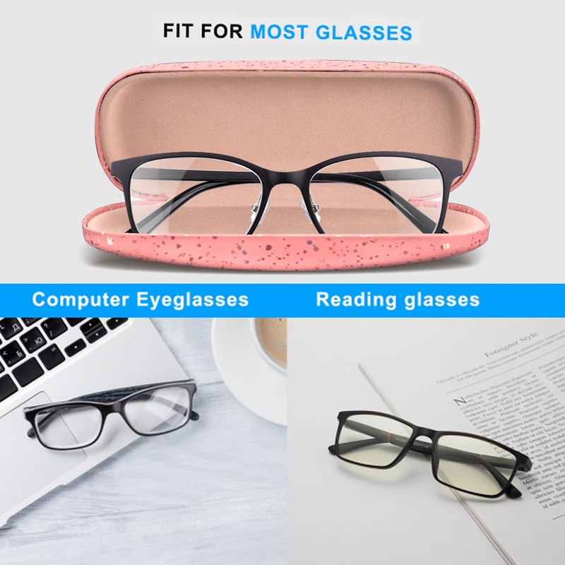 RayLove Unisex Hard Shell Eyeglasses Cases Glasses(Pink Star)