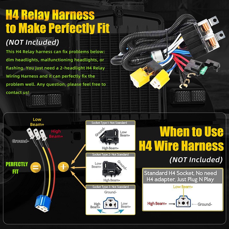 4x6 Inch LED Lights 4PCS High Low Sealed Beam Rectangular