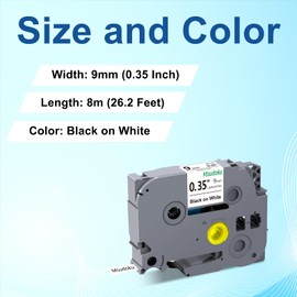 10 x Msudoku Compatible TZe-221 for Brother P Touch Tapes, 9 mm, Black on White, Replacement for Brother TZe221 TZ-221 TZ221 Label Tape, 9 mm Laminated Tape for Brother P Touch H100LB H105 H107B D400