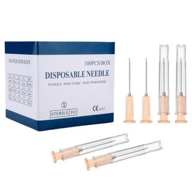 25 Gauge 1-Inch(25mm) Needle Luer Lock Lab Accessories, with Cap, Individually Wrapped, for Scientific & Industrial, Packs of 100