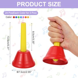 MECCANIXITY 3 Set Hand Bells Set 8 Note Musical Diatonic Bells Colorful Musical Instrument for Musical Teaching Festival Church Chorus Family Birthday Wedding Party, Yellow/Mixed Colors